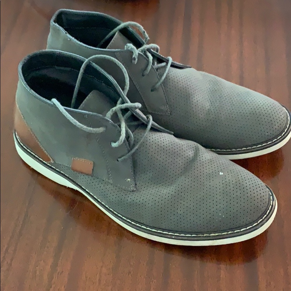Faux suede and leather boots